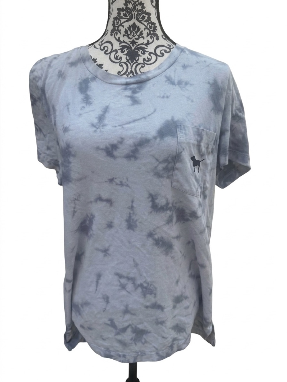 PINK Victoria's Secret Tie-Dye Short Sleeve Tee‎ - Blue and White